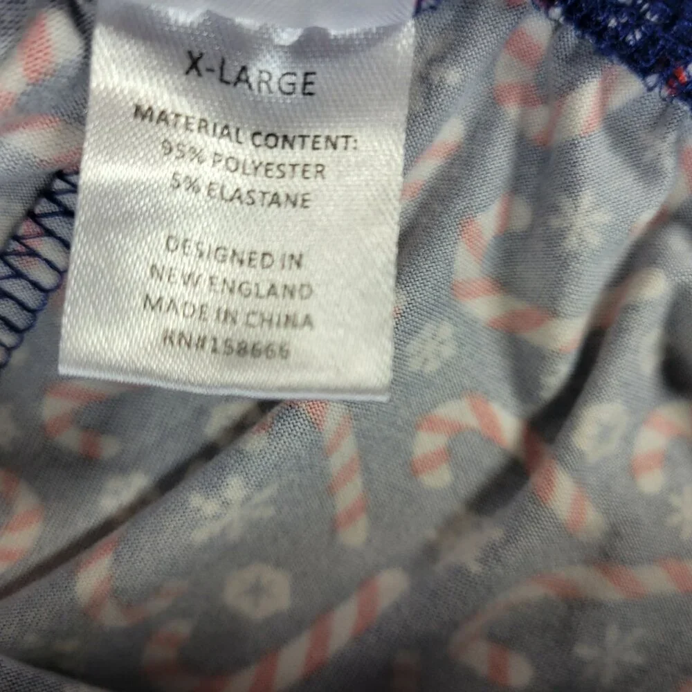 Merry Makers Christmas Pajama Pants Women XL Blue Candy Cane Festive NOV155E